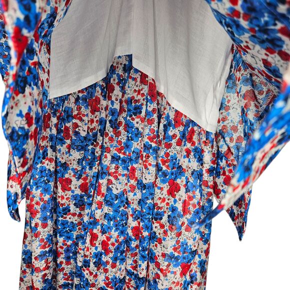 CARON CALLAHAN Selma Maxi Dress Floral Short Sleeve Cotton Voile Posy Small - Picture 7 of 16